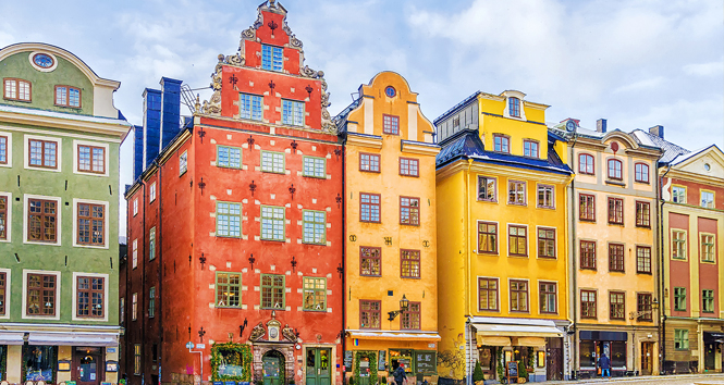 Houses on Stortorget square, Stockholm, Sweden