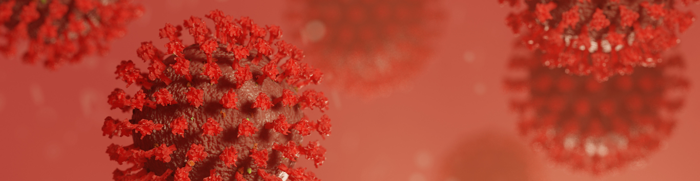 COVID-19 Corona Influenza Virus Molecule 3D Illustration with red colours
