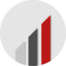 Icon of a bar chart on a circular background