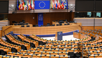 Brussels, Belgium: Plenary room in European Parliament.